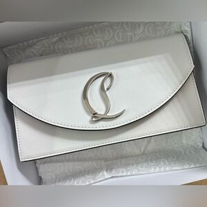 Christian Louboutin White Clutch with Silver Logo